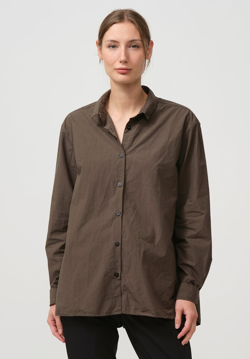 Bergfabel Cotton Loose Tyrol Shirt in Wood Green	