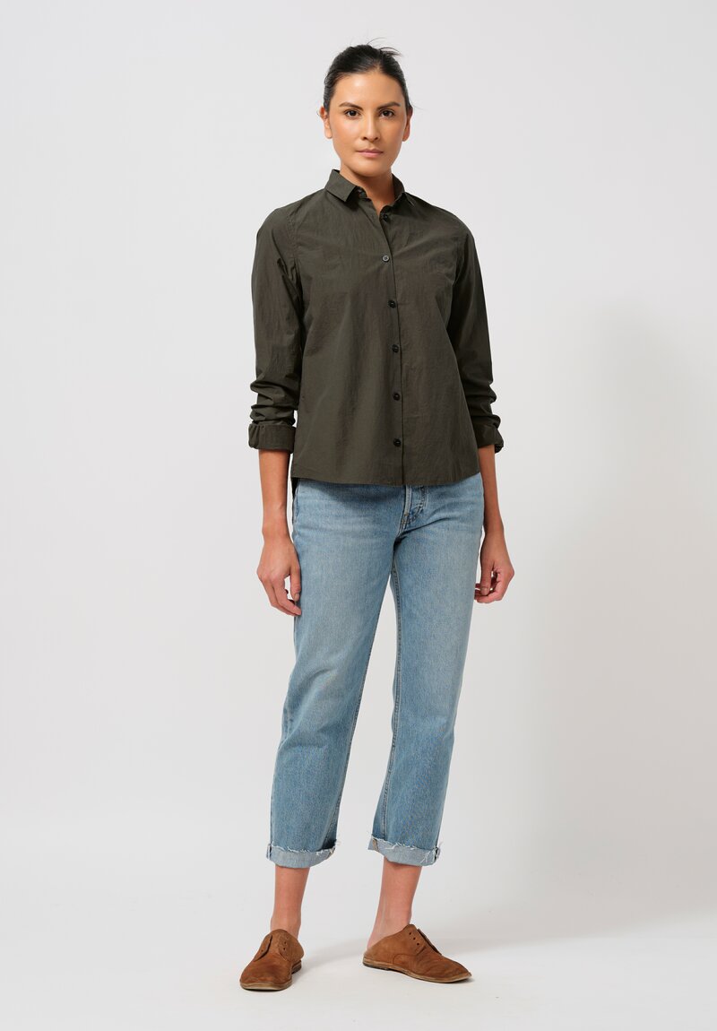 Bergfabel Washed Cotton Poplin Short Tyrol Shirt in Wood Green