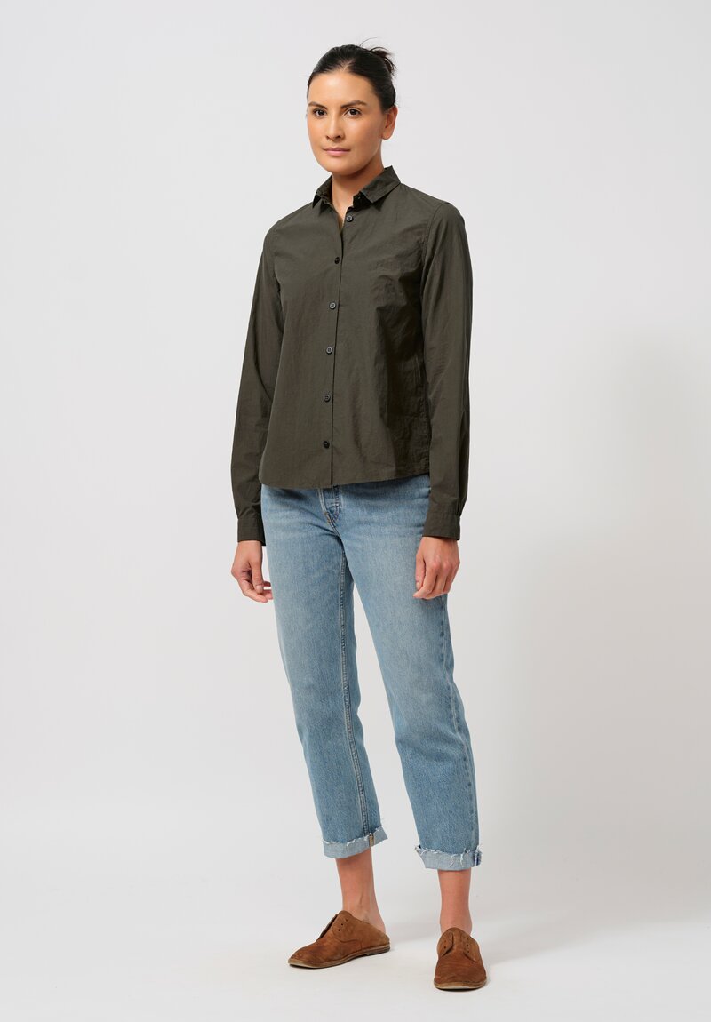 Bergfabel Washed Cotton Poplin Short Tyrol Shirt in Wood Green