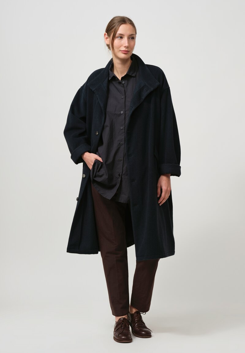 Bergfabel Washed Cotton Poplin Overshirt in Dark Blue	