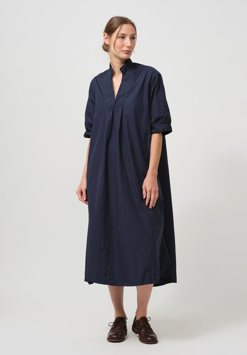 Bergfabel Washed Cotton Poplin Tyrol Dress in Navy Blue	