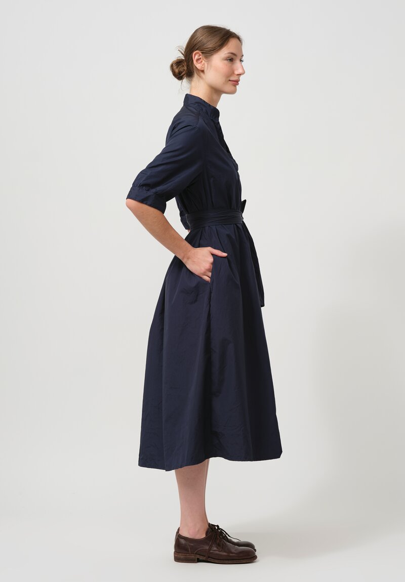 Bergfabel Washed Cotton Poplin Tyrol Dress in Navy Blue	