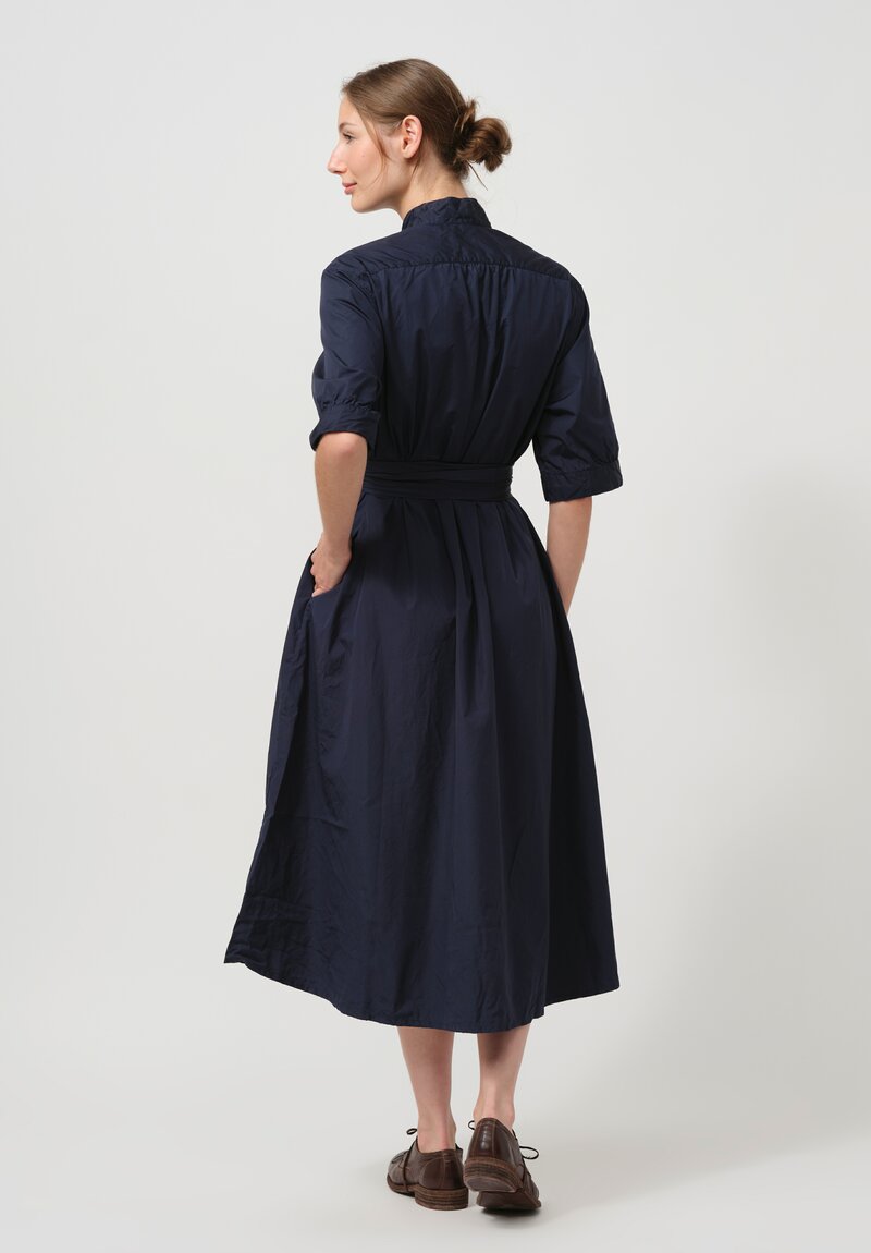 Bergfabel Washed Cotton Poplin Tyrol Dress in Navy Blue	