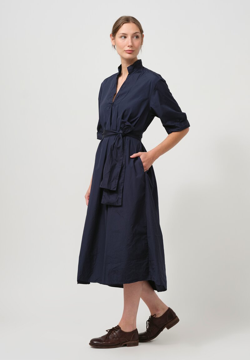 Bergfabel Washed Cotton Poplin Tyrol Dress in Navy Blue	