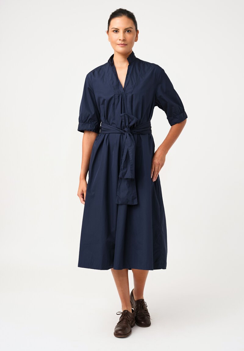 Bergfabel Washed Cotton Poplin Tyrol Dress in Navy Blue