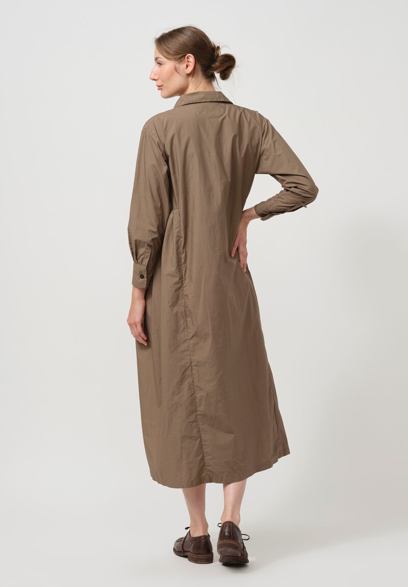 Bergfabel Washed Cotton Poplin Eva Dress in Moka Brown	