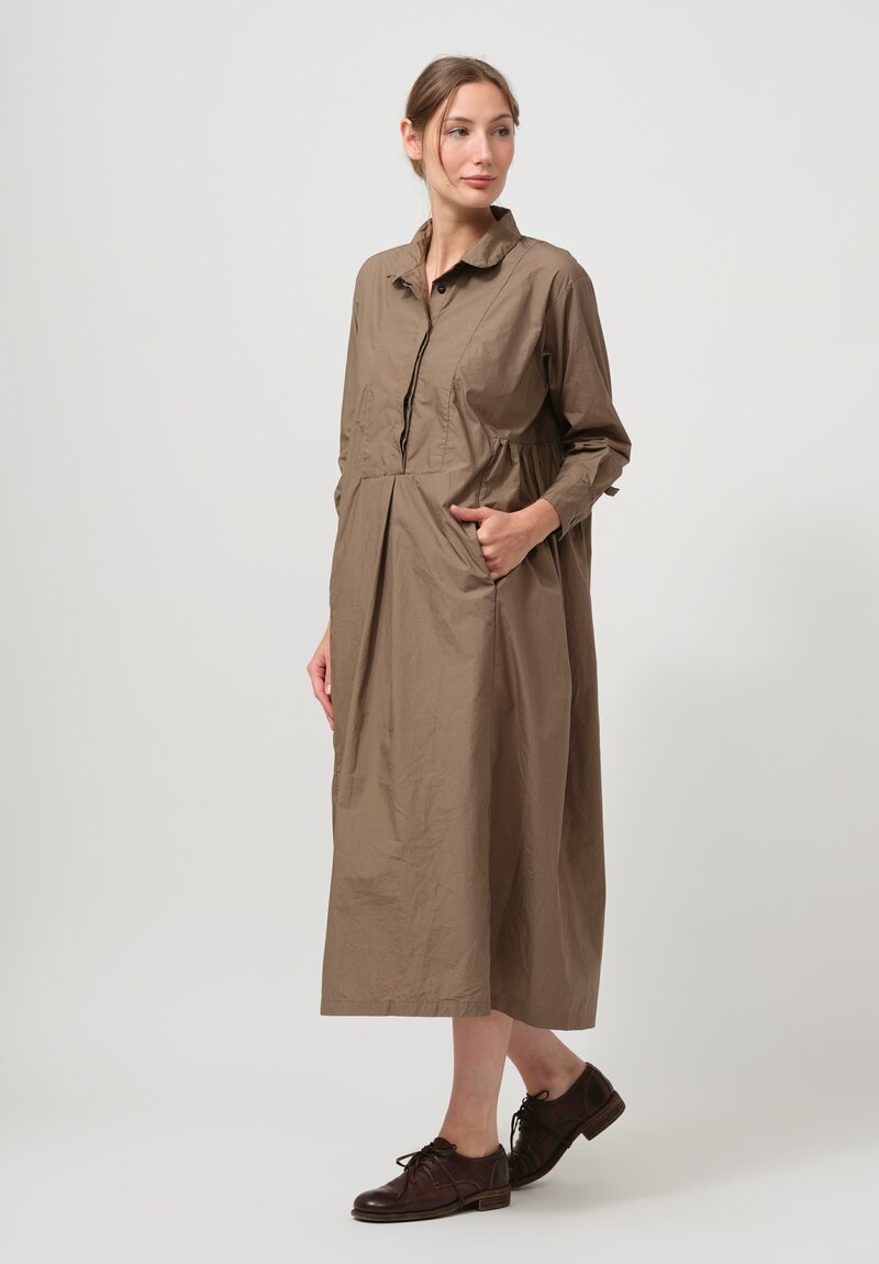 Bergfabel Washed Cotton Poplin Eva Dress in Moka Brown	