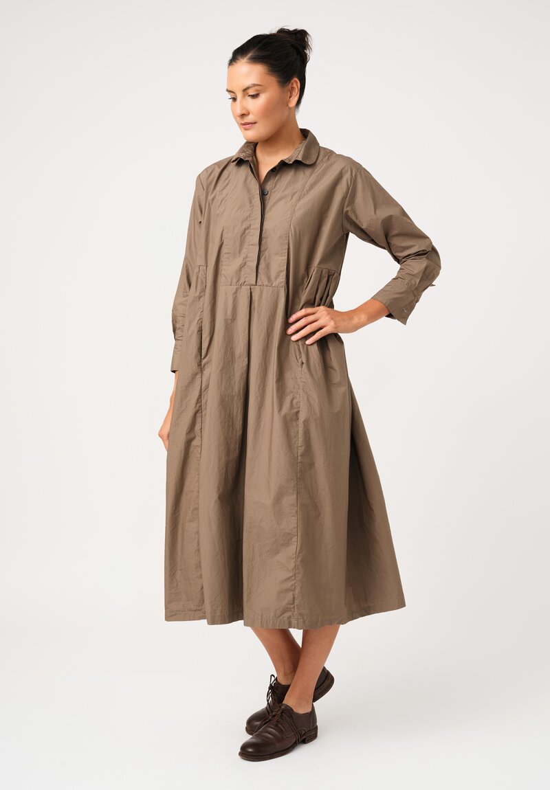	Bergfabel Washed Cotton Poplin Eva Dress in Moka Brown