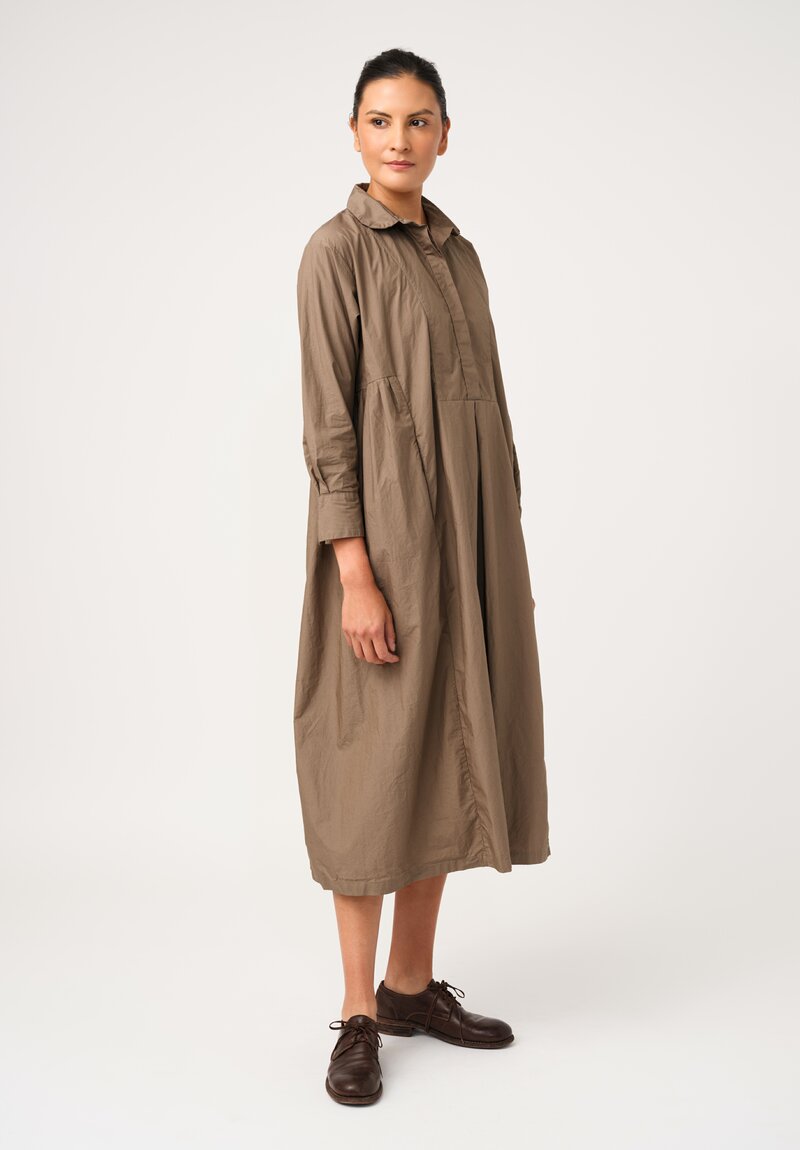	Bergfabel Washed Cotton Poplin Eva Dress in Moka Brown