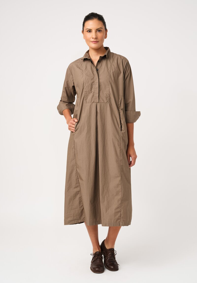 	Bergfabel Washed Cotton Poplin Eva Dress in Moka Brown