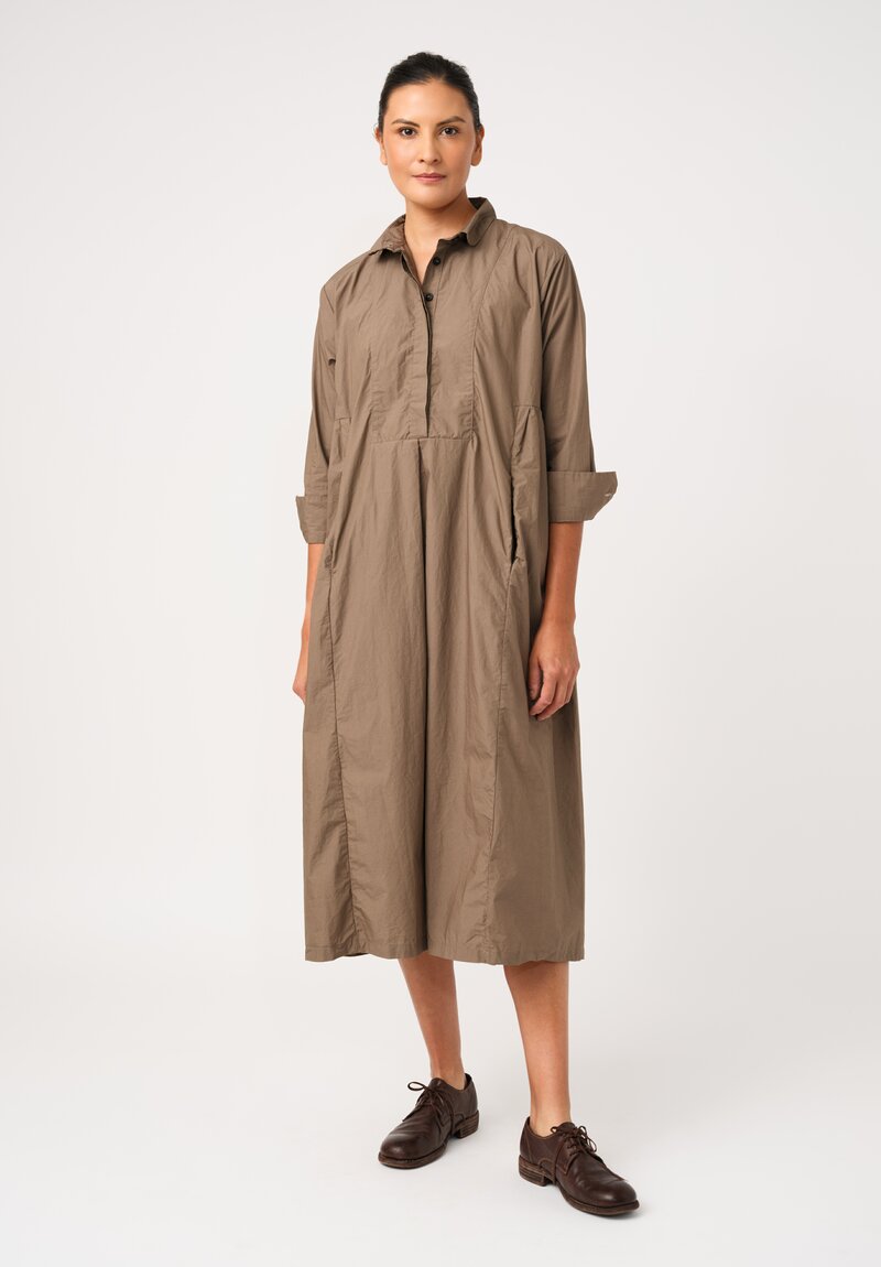 	Bergfabel Washed Cotton Poplin Eva Dress in Moka Brown
