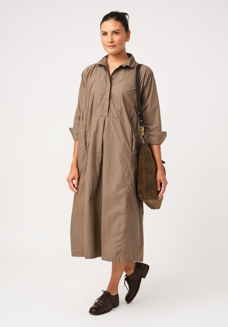 	Bergfabel Washed Cotton Poplin Eva Dress in Moka Brown