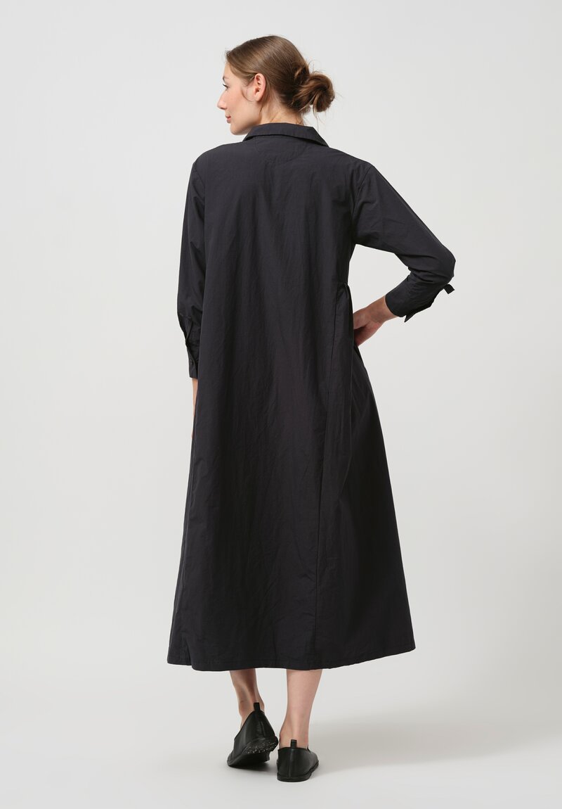 Bergfabel Washed Cotton Poplin Eva Dress in Navy Blue	