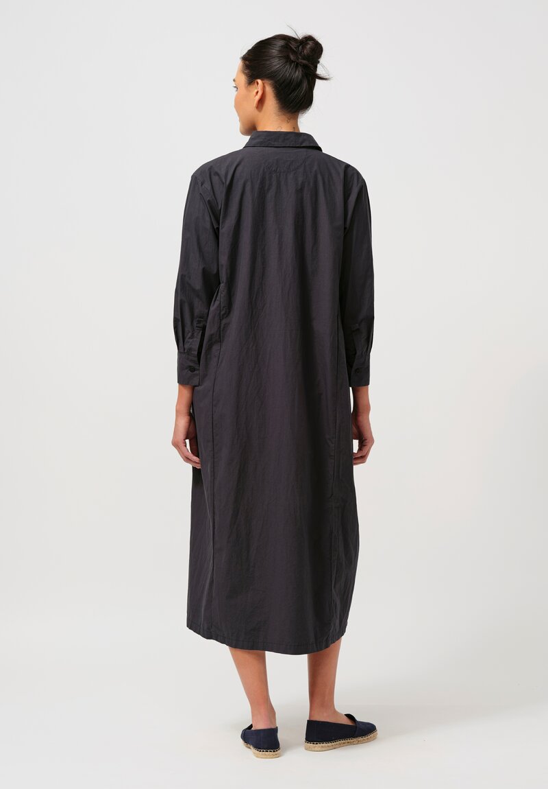 Bergfabel Washed Cotton Poplin Eva Dress in Navy Blue