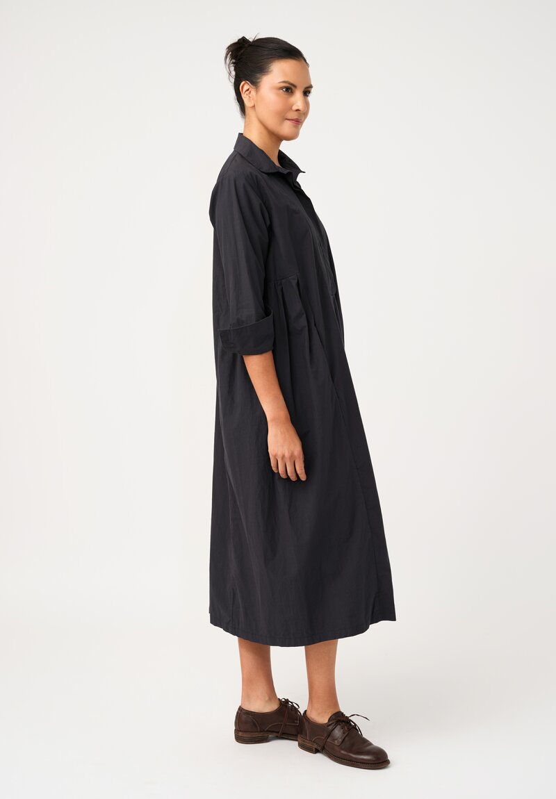 Bergfabel Washed Cotton Poplin Eva Dress in Navy Blue