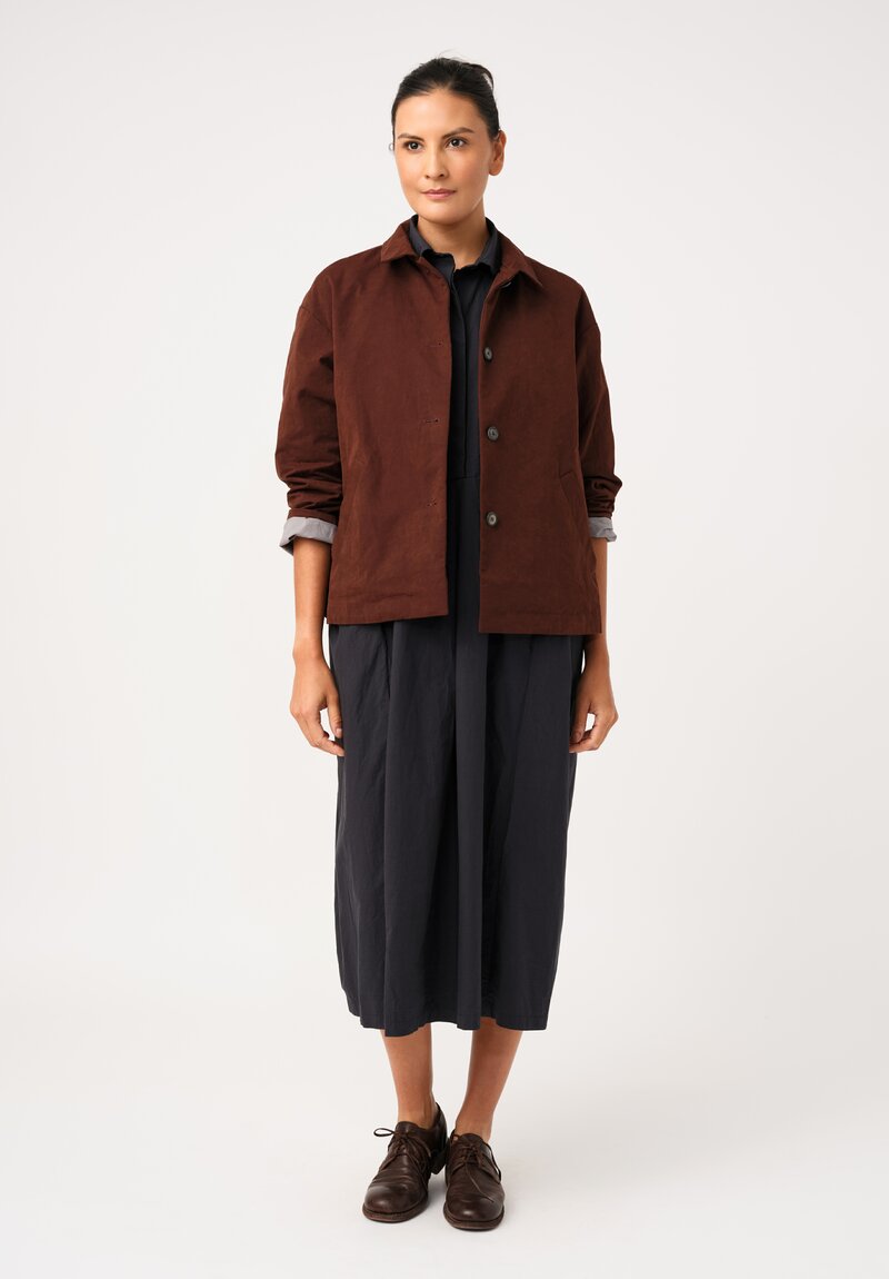 Bergfabel Washed Cotton Poplin Eva Dress in Navy Blue