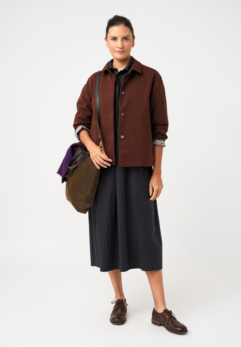 Bergfabel Washed Cotton Poplin Eva Dress in Navy Blue