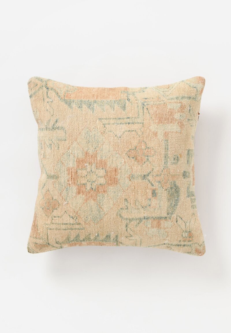 Vintage Persian Rug Pillow in Golden & Light Teal I	