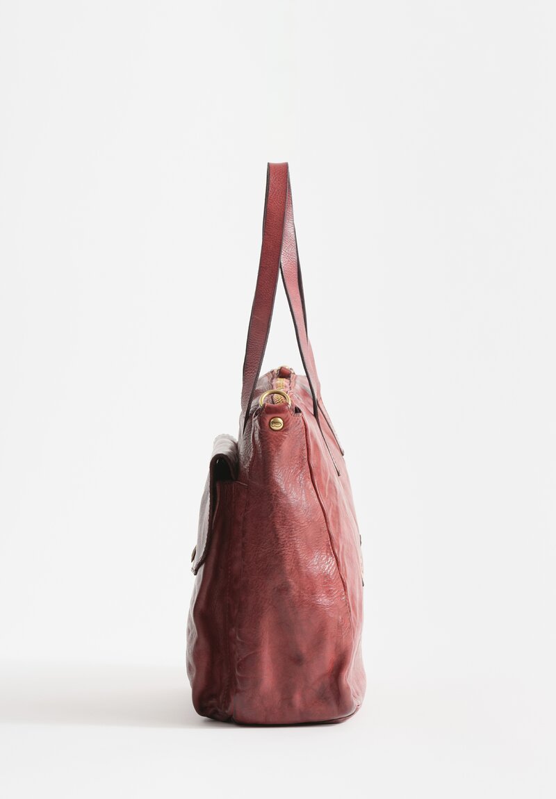 Campomaggi Leather Ossidiana Bag in Burgundy Red	