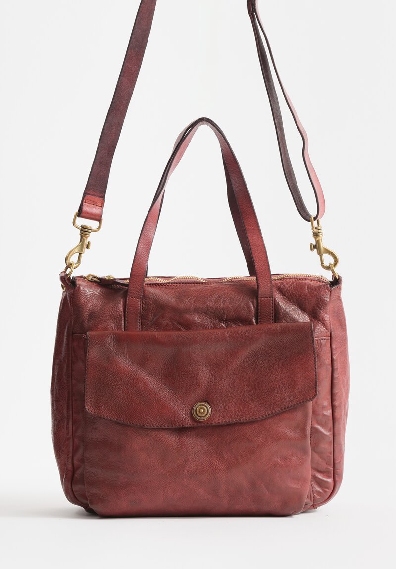 Campomaggi Leather Ossidiana Bag in Burgundy Red	