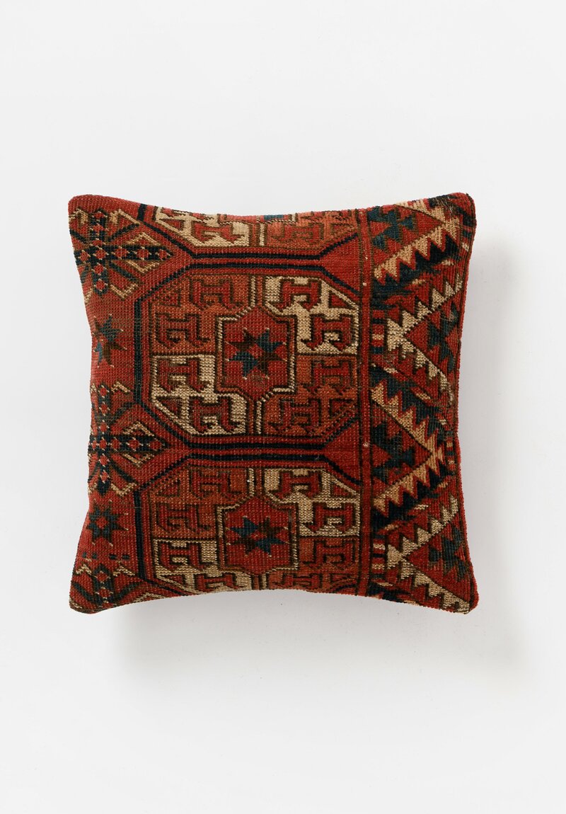 Vintage Turkish Rug Pillow in Red & Cream II	