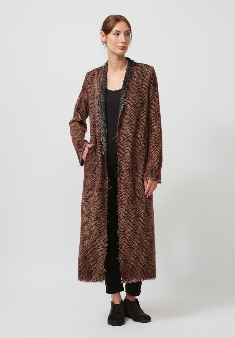 Avant Toi Hand-Painted Diamante Jacquard Duster in Nero Brownie	