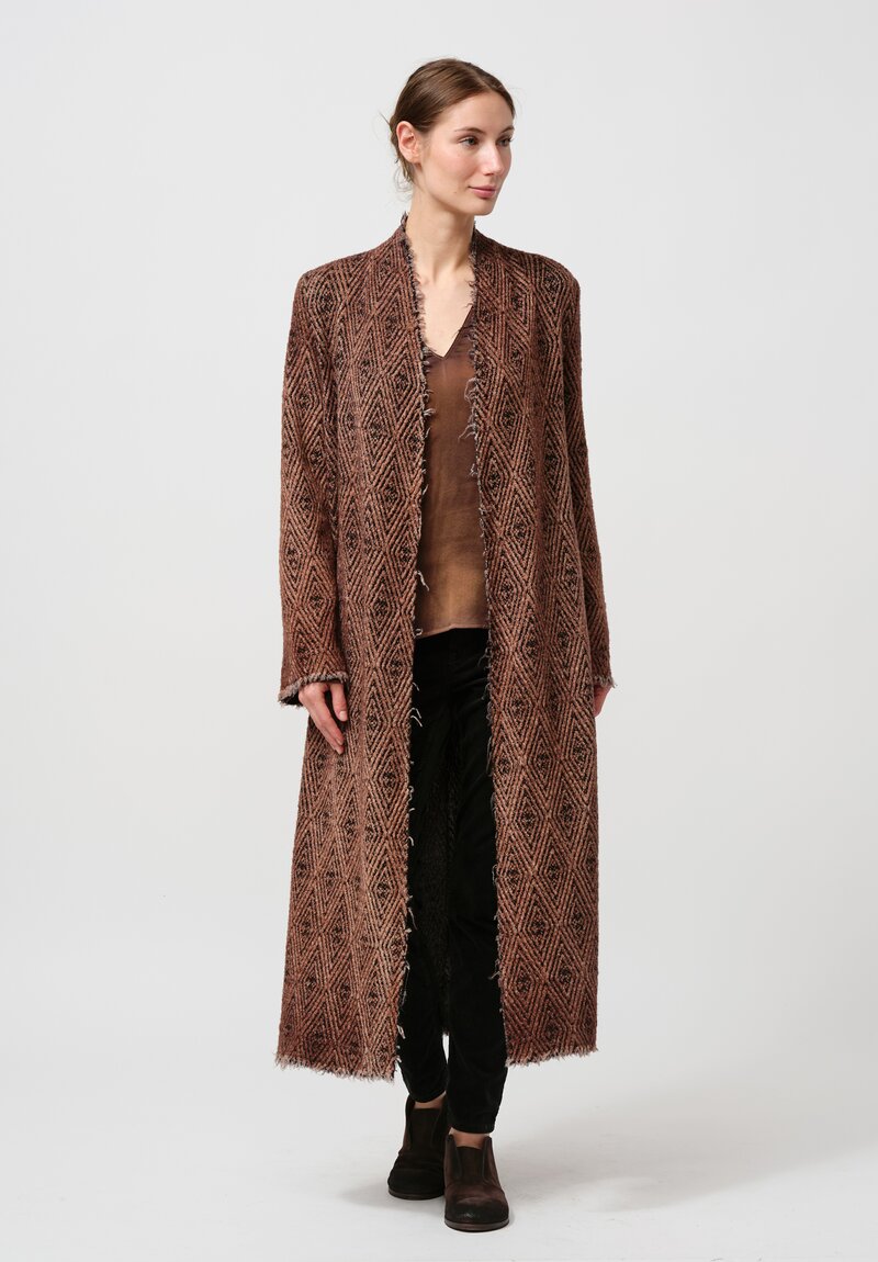 Avant Toi Hand-Painted Diamante Jacquard Duster in Nero Brownie	