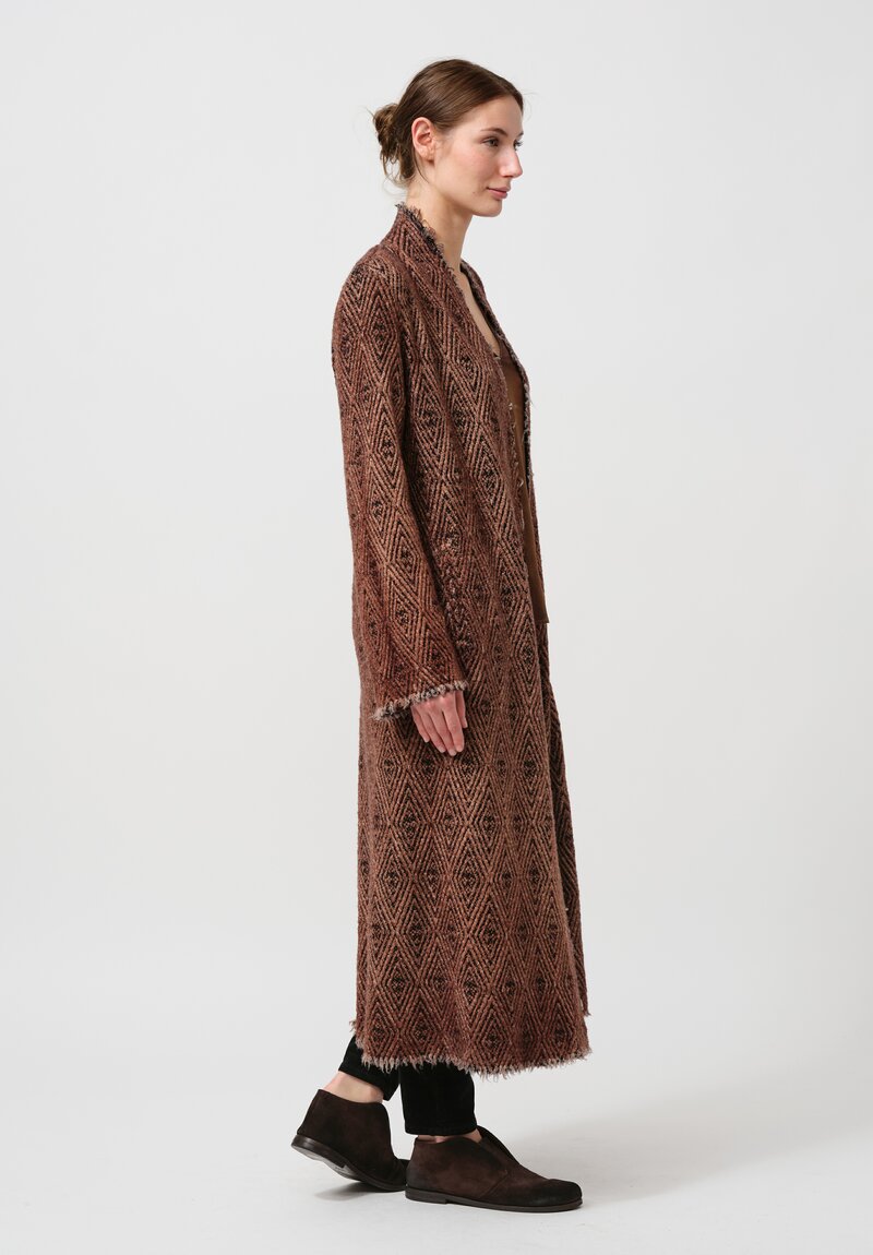 Avant Toi Hand-Painted Diamante Jacquard Duster in Nero Brownie	