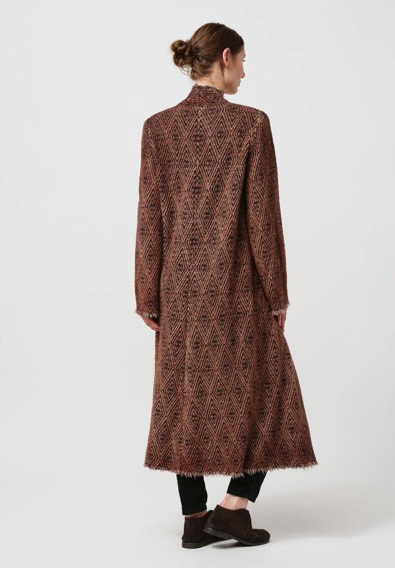 Avant Toi Hand-Painted Diamante Jacquard Duster in Nero Brownie	