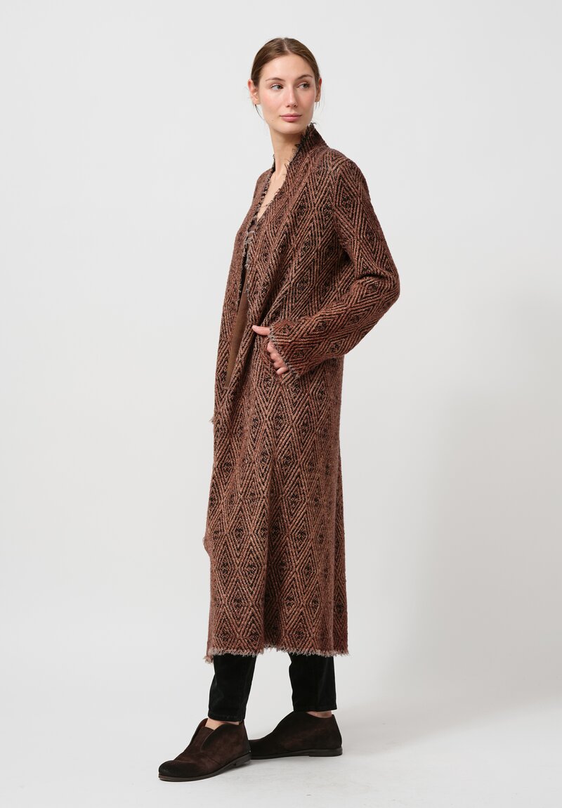 Avant Toi Hand-Painted Diamante Jacquard Duster in Nero Brownie	