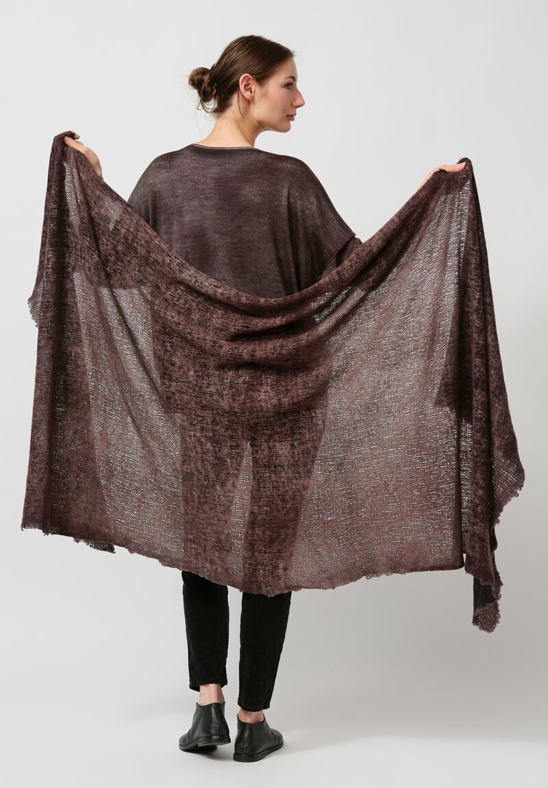 Avant Toi Distressed Cashmere Stramato Scarf in Nero Avena Brown	