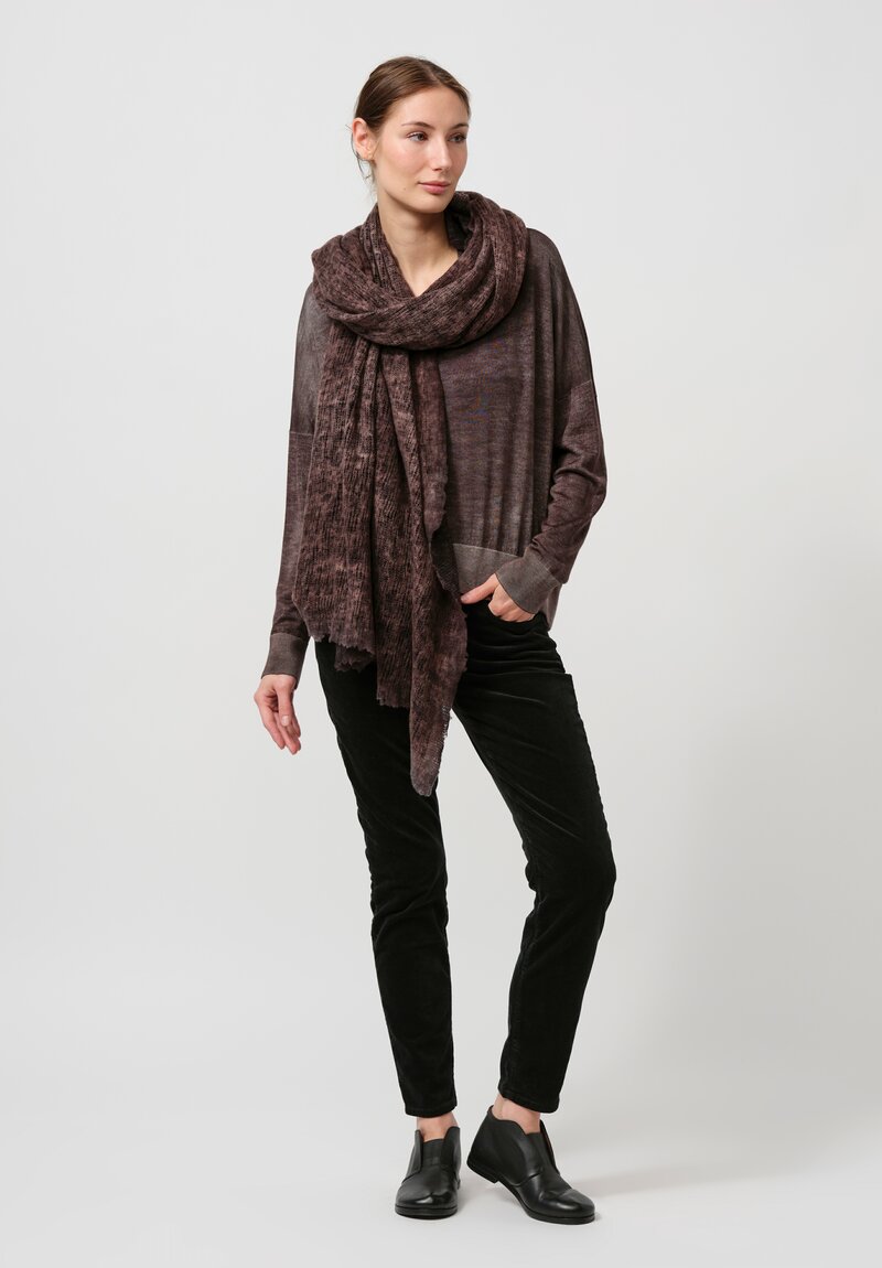 Avant Toi Distressed Cashmere Stramato Scarf in Nero Avena Brown	