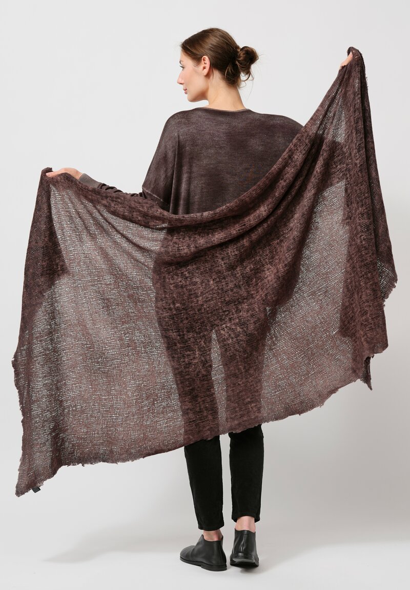 Avant Toi Distressed Cashmere Stramato Scarf in Nero Avena Brown	