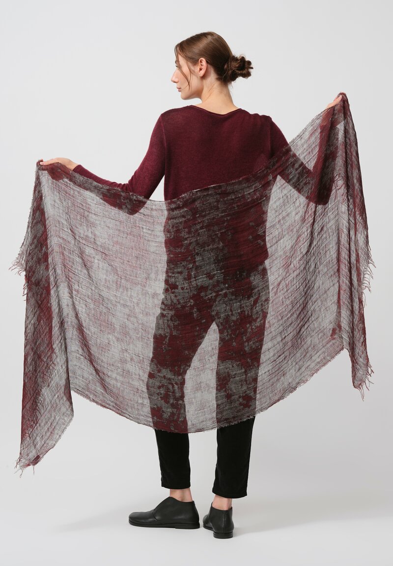 Avant Toi Distressed Linen Ecologiche Scarf in Agata Red	