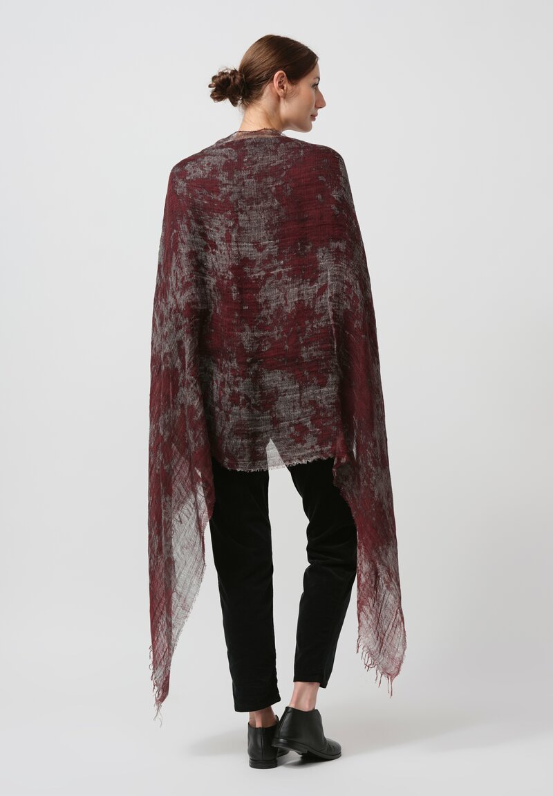 Avant Toi Distressed Linen Ecologiche Scarf in Agata Red	