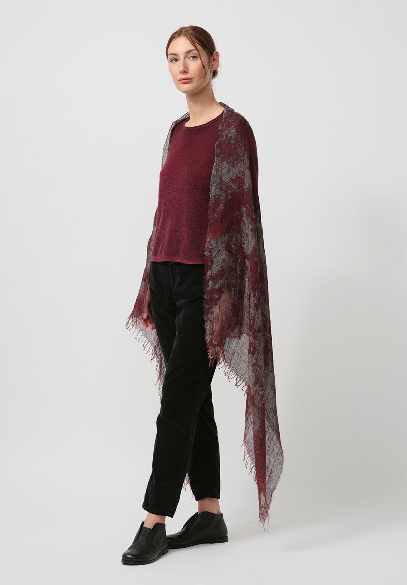 Avant Toi Distressed Linen Ecologiche Scarf in Agata Red	