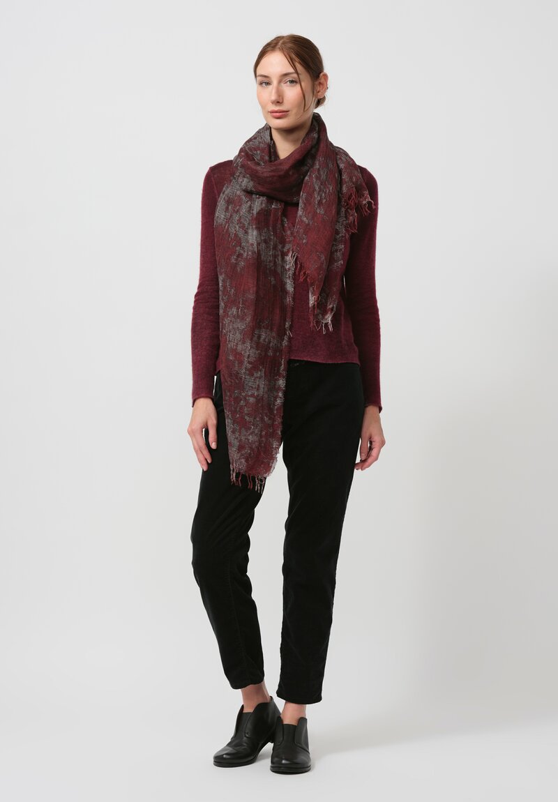 Avant Toi Distressed Linen Ecologiche Scarf in Agata Red	