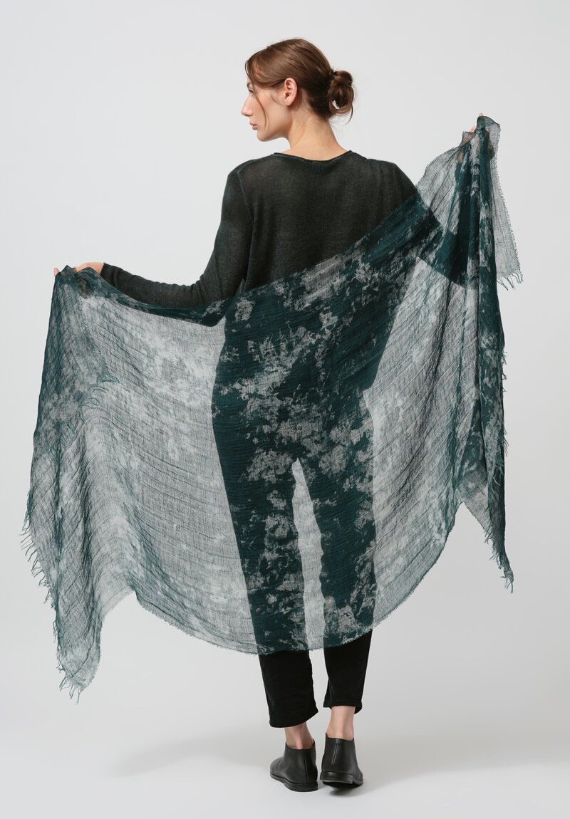 Avant Toi Distressed Linen Ecologiche Scarf in Verderame Green	