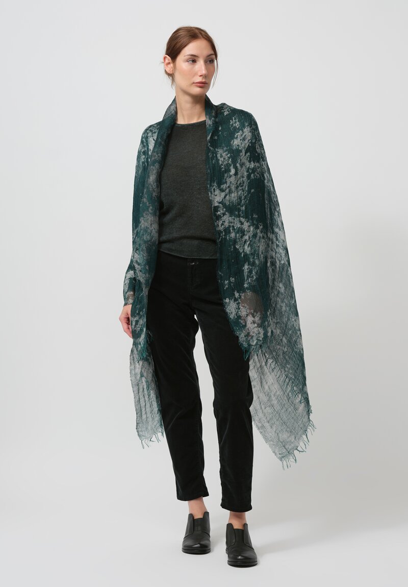 Avant Toi Distressed Linen Ecologiche Scarf in Verderame Green	