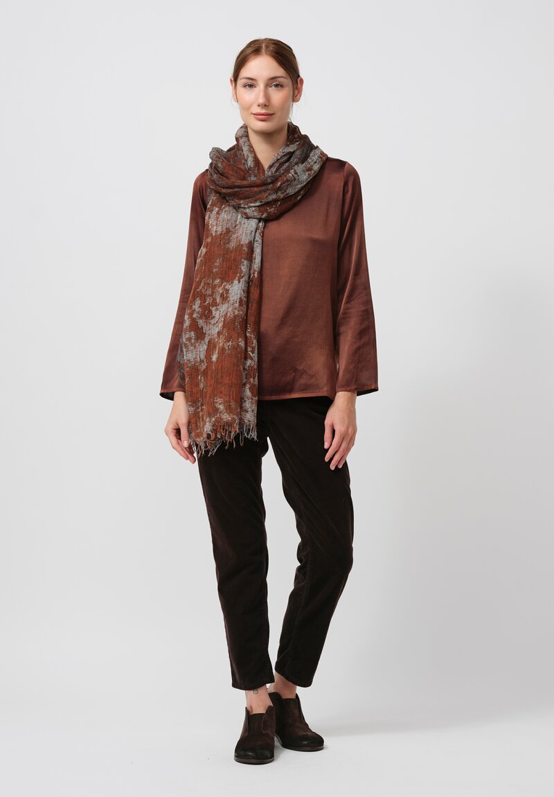 Avant Toi Distressed Linen Ecologiche Scarf in Ambra Brown