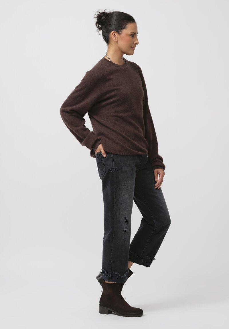 Frenckenberger Cashmere Boyfriend Sweater in Faded Brown	