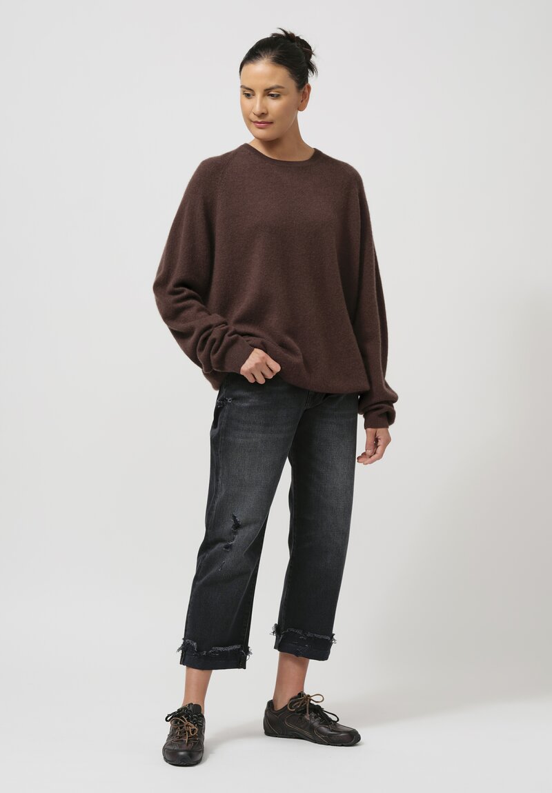 Frenckenberger Cashmere Boyfriend Sweater in Faded Brown