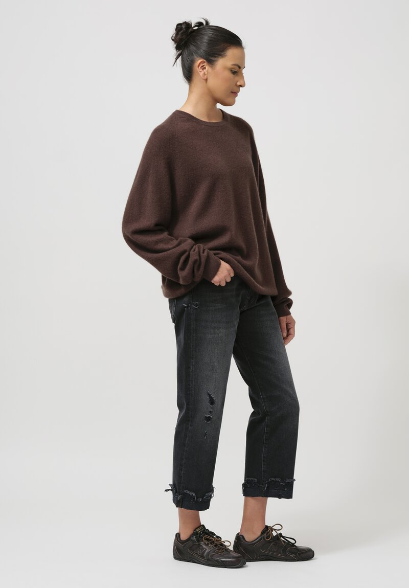 Frenckenberger Cashmere Boyfriend Sweater in Faded Brown