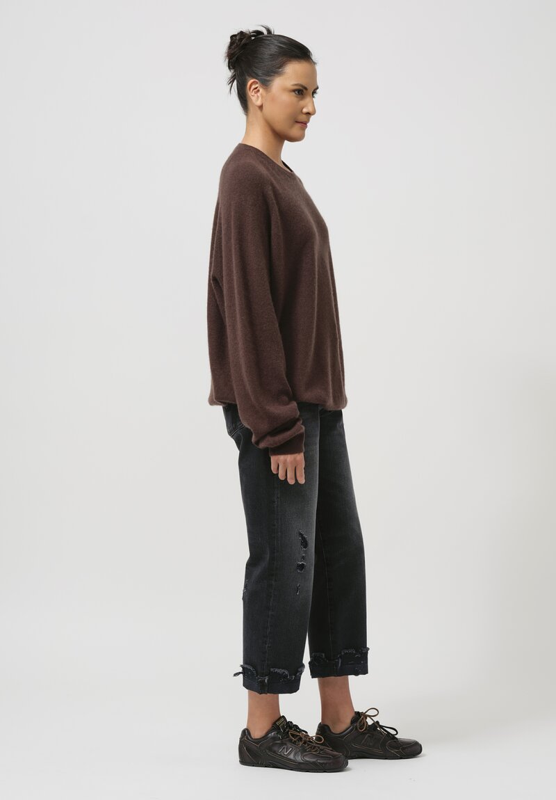 Frenckenberger Cashmere Boyfriend Sweater in Faded Brown