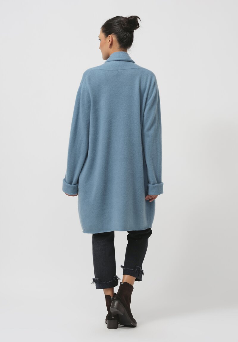 Frenckenberger Cashmere Felted Straight Cardigan in Faded Blue	