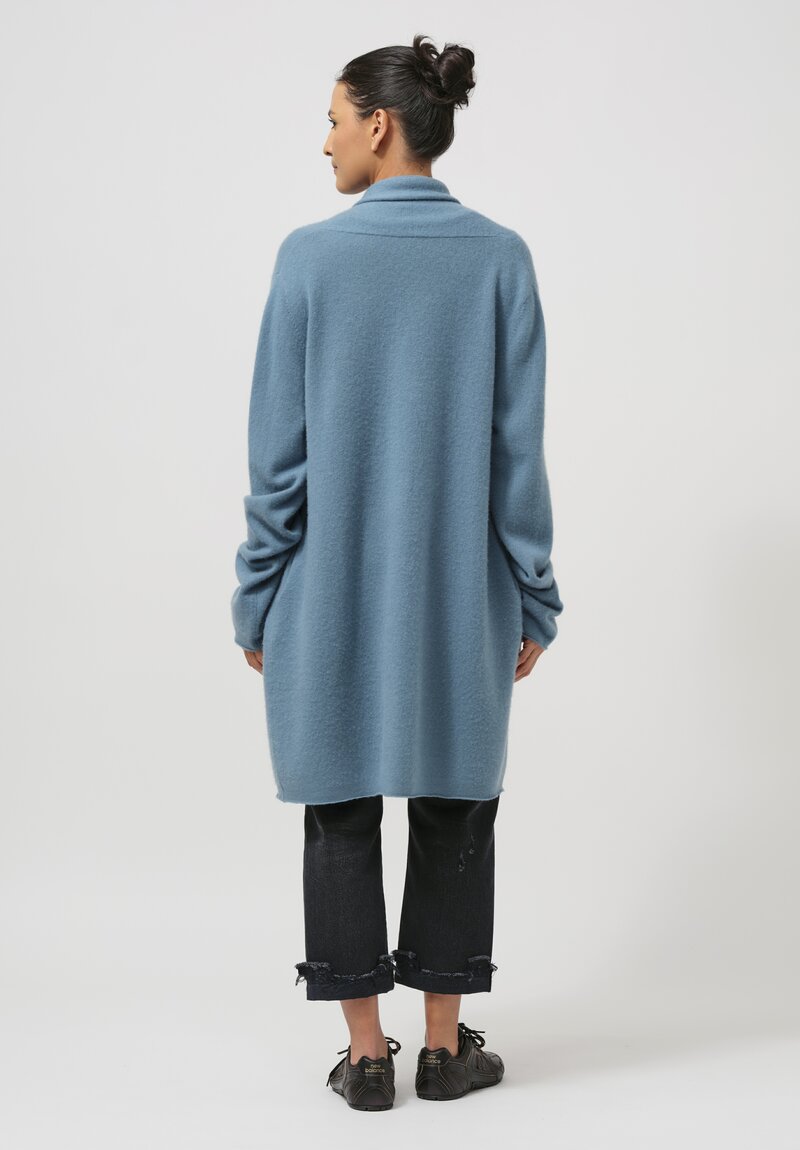 Frenckenberger Cashmere Felted Straight Cardigan in Faded Blue