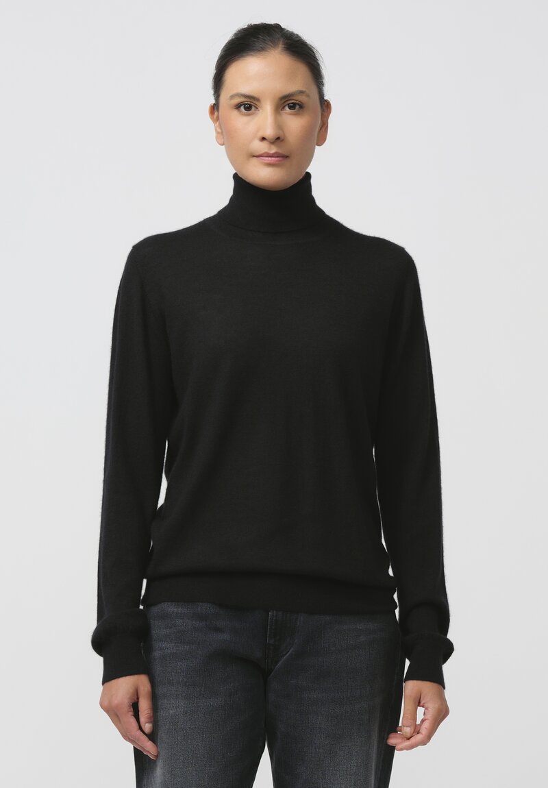 Frenckenberger Cashmere Boyfriend High Neck Sweater in Black	