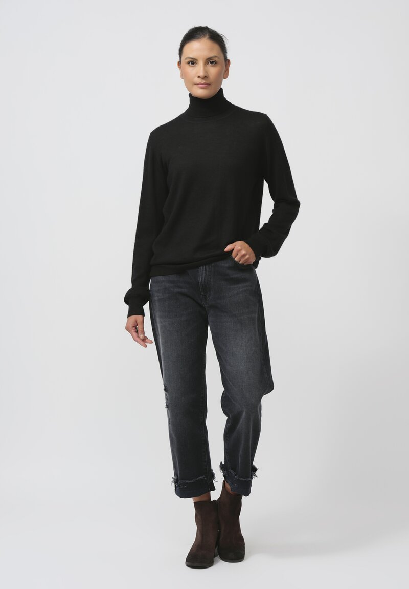 Frenckenberger Cashmere Boyfriend High Neck Sweater in Black	