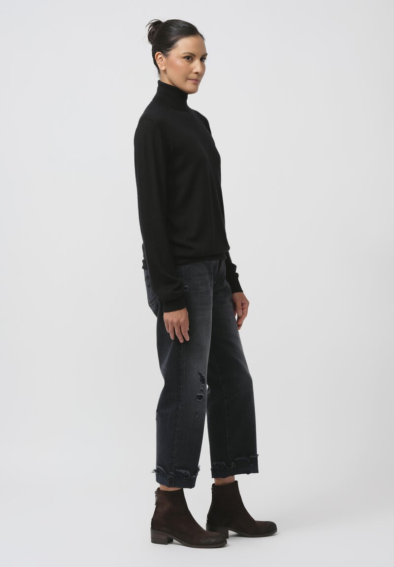 Frenckenberger Cashmere Boyfriend High Neck Sweater in Black	