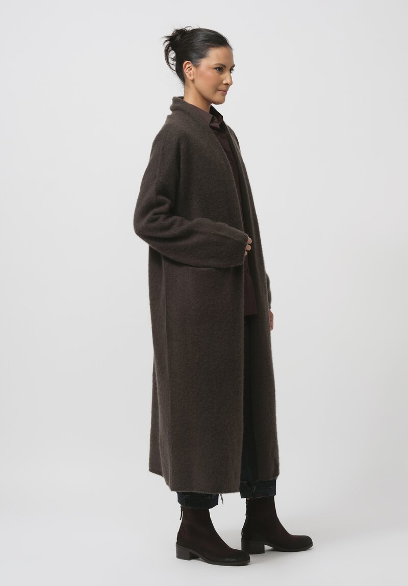 Frenckenberger Cashmere Big Cardigan Coat in Black Olive Green	